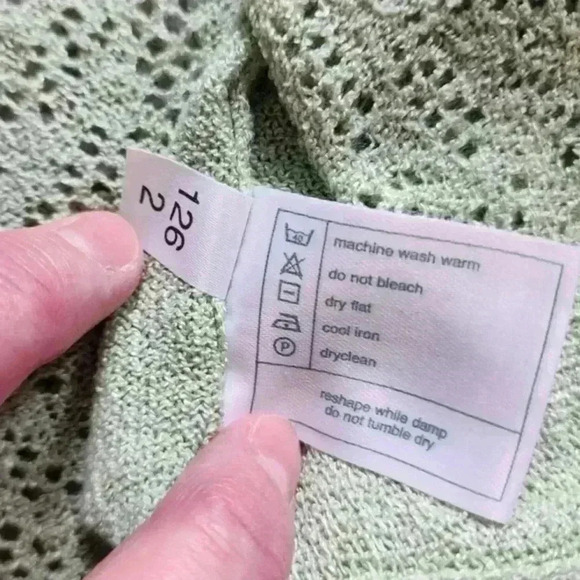 Laura Ashley Short Sleeve Lace Jumper Vintage 1997 Green Pointelle  Women's XL - Picture 8 of 10